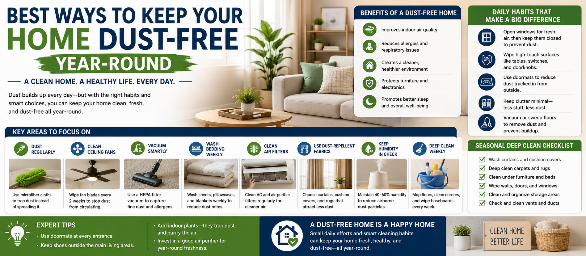 Best Ways to Keep Your Home Dust-Free Year-Round: The Complete Homeowner Guide