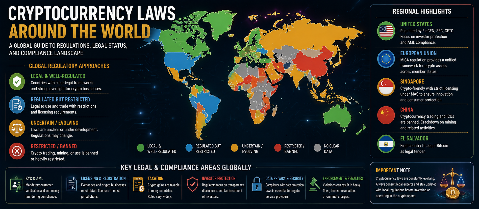 Cryptocurrency Laws Around the World: A Complete Legal Guide for Investors and Businesses in 2026
