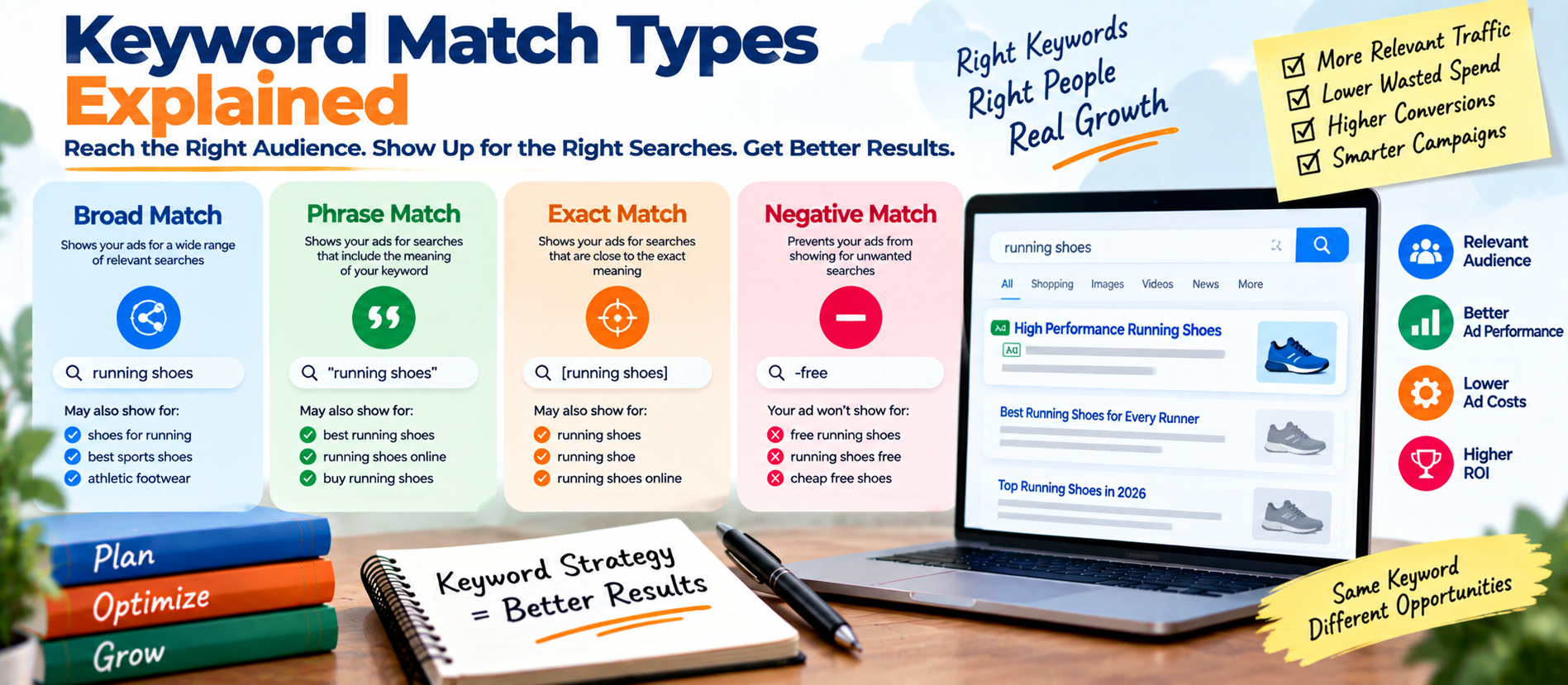 Keyword Match Types Explained: Broad, Phrase, Exact, and Negative Match