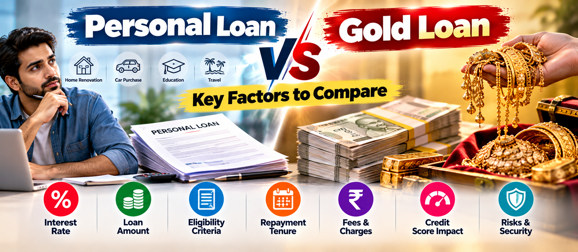 Personal Loan vs. Gold Loan: Key Factors to Compare
