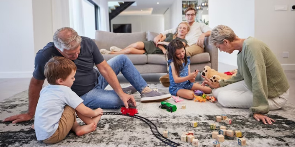 Grand Parents Playing with Kids